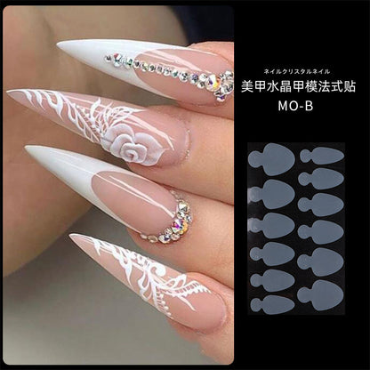 Silicone extension nail film 12 pieces French nail art crystal nail film mold-free frosting paperless extension glue 