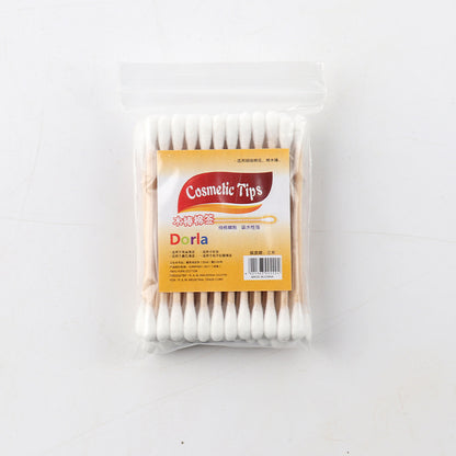 Disposable double-headed cotton swabs in bags, 100 pcs, 48 ​​pcs, portable, makeup household, pointed ear cotton swabs wholesale 