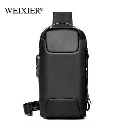 Chest Bag Men's Canvas Casual Messenger Bag Shoulder Bag Men's Chest Bag USB Charging Sports Water Drop Bag Men