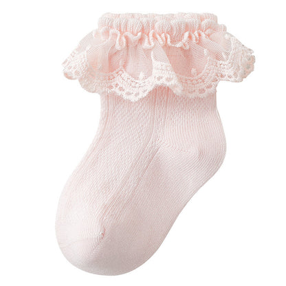 24 children's socks summer thin summer mesh socks girls lace socks thin socks mid-tube princess socks baby infant 