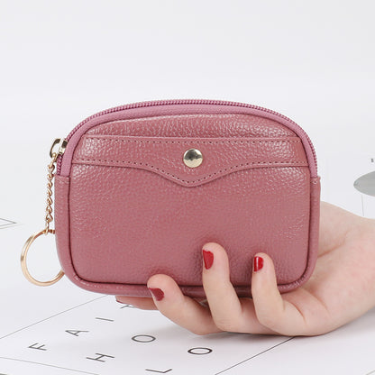 Korean style women's coin purse shell small wallet simple card holder soft leather key bag mini handbag zipper coin bag 