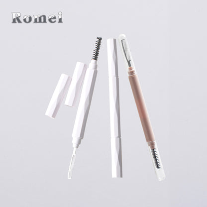 Factory direct sales Luomei double-ended rhombus nylon brush with protective cover stainless steel steel eyelash comb eyebrow brush 