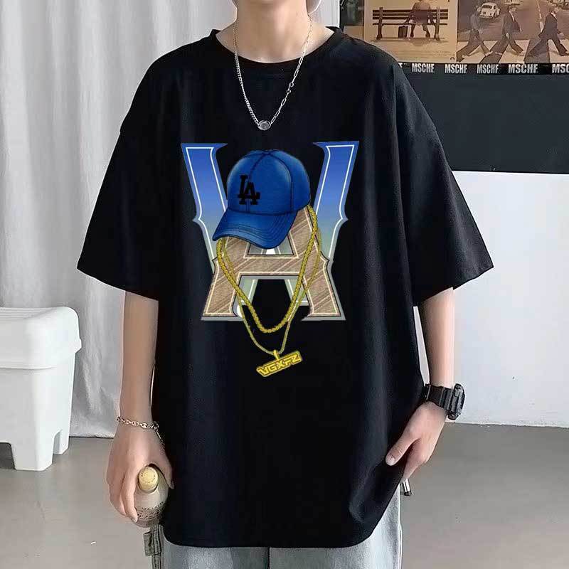 Loose t-shirt new retro men's American top men's 240g heavy summer round neck short-sleeved t-shirt trendy brand t-shirt 