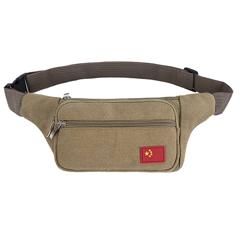 Retro canvas waist bag large capacity men's and women's business wallet sports multi-functional messenger bag casual mobile phone chest bag 