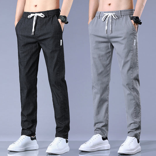 2023 Spring New Casual Pants Men's Straight Slim Elastic Waist Sports Pants Autumn Trend Men's Pants 