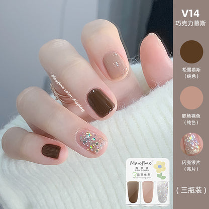 2024 new three-color nail polish no-bake quick-drying set long-lasting tearable water-based whitening nail polish spot wholesale 