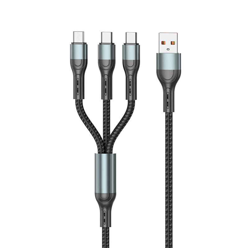 Baitong X25 super fast charge 100W one-to-three data cable 6A suitable for iPhone Android Type-C charging cable 