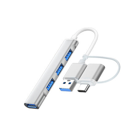 Type-C တစ်ခုမှလေးခု USB3.0 တိုးချဲ့အထိုင် အဒက်တာကြိုး MAC စာအုပ် မိုဘိုင်းလ်ဖုန်း လေးလုံးထိုး ပြောင်းပေးတဲ့ OTG