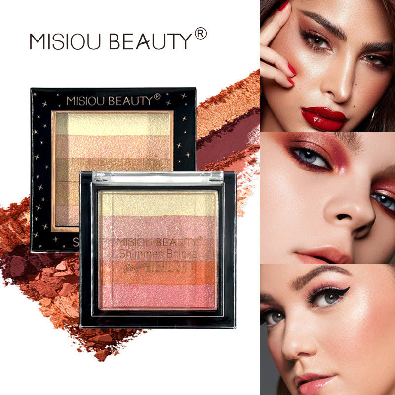 MISIOU BEAUTY နယ်ခြားငါးရောင်အစင်း pearlescent gradient eyeshadow palette တောက်ပသော pearlescent eyeshadow လက်ကား