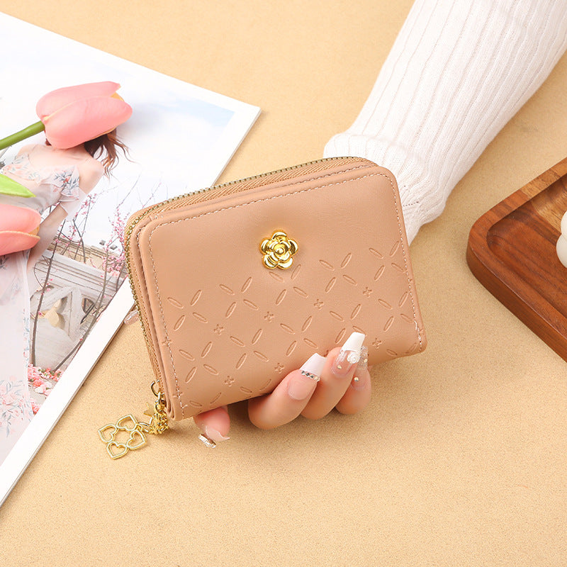 2023 new Korean version design mini ladies small wallet embossed with hardware PU leather cross-border wholesale factory direct sales 