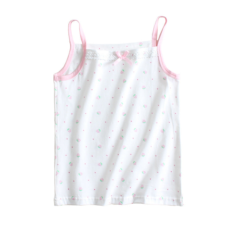 Children's vest pure cotton summer sleeveless vest girls bottoming strap outerwear baby bottoming shirt printed top 