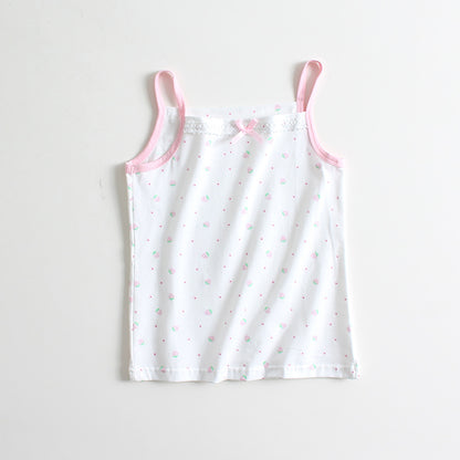 Children's vest pure cotton summer sleeveless vest girls bottoming strap outerwear baby bottoming shirt printed top 