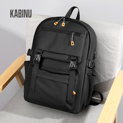 Kabinu casual backpack water-repellent business commuter backpack computer backpack solid color middle school school bag 