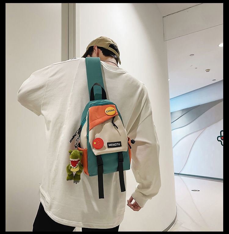 Chest bag men's messenger bag shoulder bag casual Japanese student small shoulder bag personality shoulder bag light male small backpack 