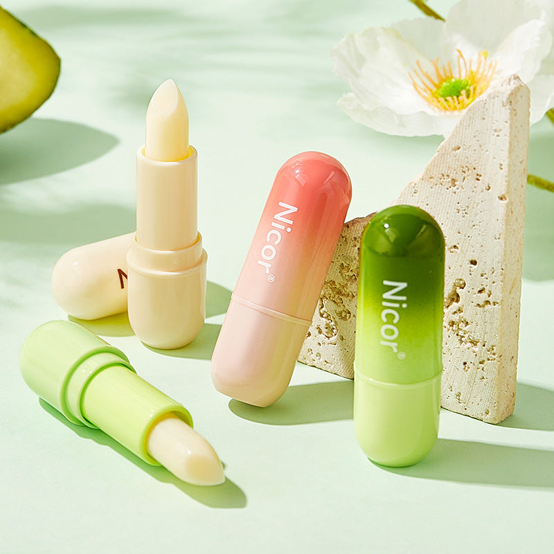 Nicor ​​Avocado Lip Balm Fan Peach Hydrating Moisturizing Lip Balm Shilin Lip Care Light Lip Lines Anti-Drying Hair 