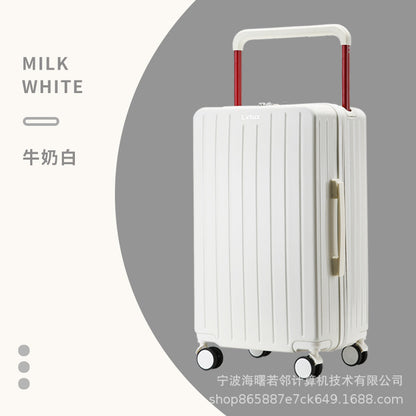 2023 new mid-mounted wide trolley suitcase women's large capacity password suitcase universal wheel internet celebrity trolley suitcase