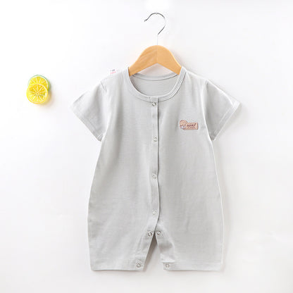 2022 baby onesie baby pure cotton buttoned clothes solid color harem newborn crawling suit thin section 0-18 months 