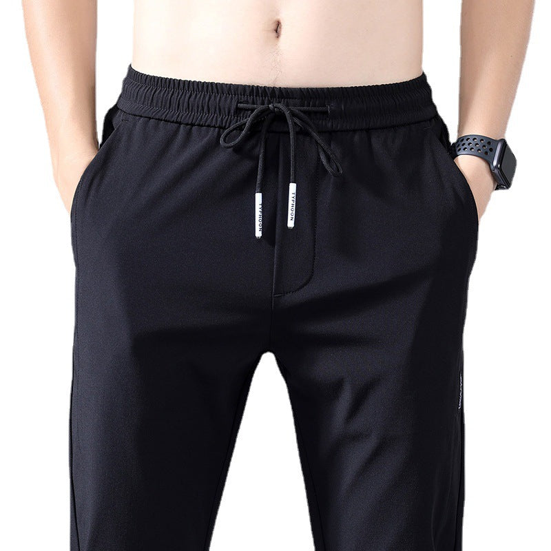 2023 Summer Ice Silk Thin Sports Pants Men's Straight Loose Elastic Non-ironing Casual Pants Workwear Pants Wholesale