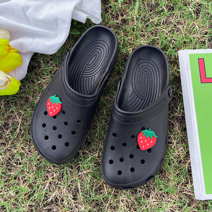 2022 new hole shoes female summer fashion girl cute outerwear beach sandals Baotou shoes non-slip slippers female 