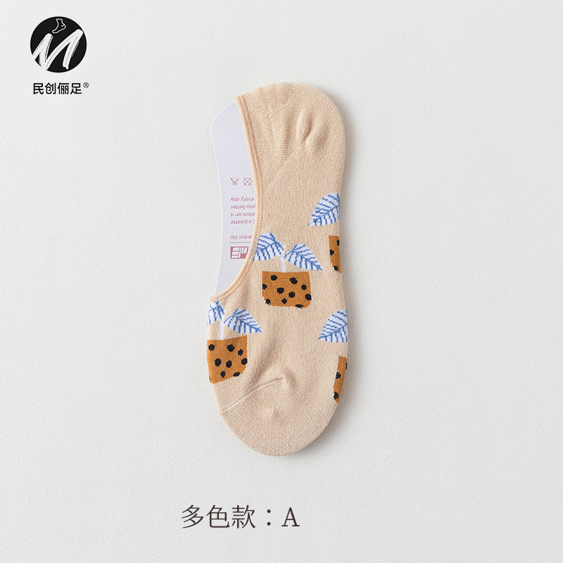 Invisible socks women's non-slip and shallow mouth spring and summer thin cotton Japanese summer women's socks boat socks women 