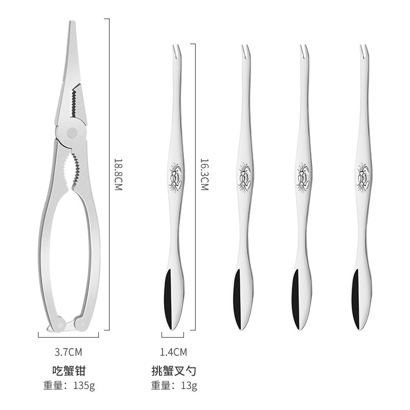 Ready supply crab tool set 304 stainless steel crab needle crab fork spoon crab scissors crab claw clamp crab eating tool 