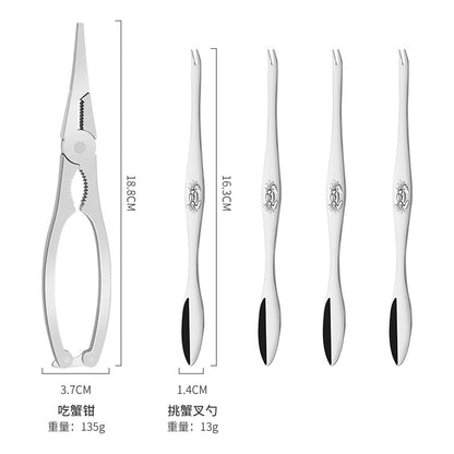 Ready supply crab tool set 304 stainless steel crab needle crab fork spoon crab scissors crab claw clamp crab eating tool 