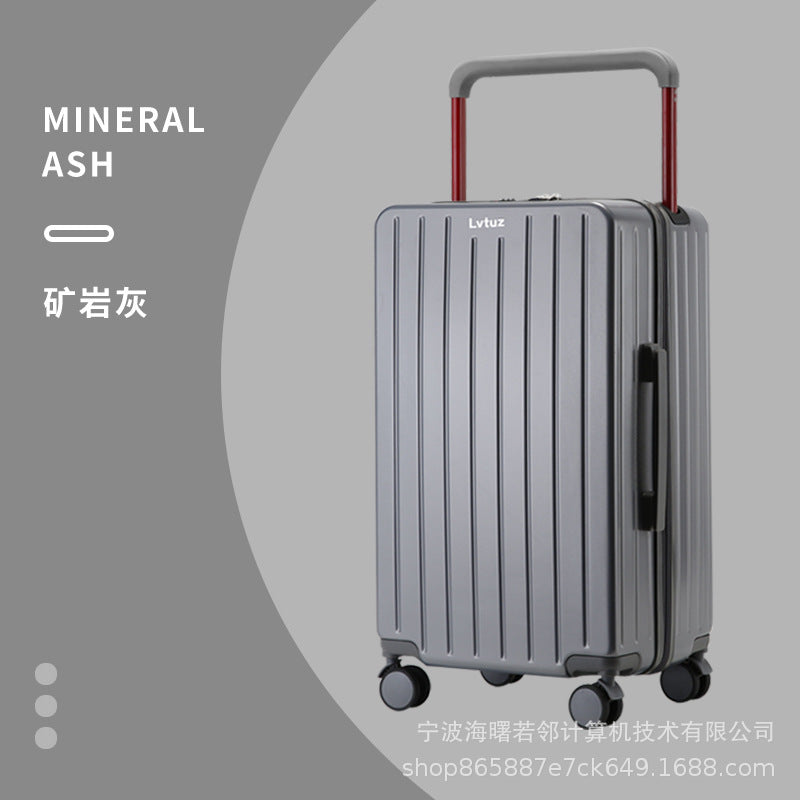 2023 new mid-mounted wide trolley suitcase women's large capacity password suitcase universal wheel internet celebrity trolley suitcase