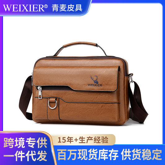 Men's Business Messenger Bag Large Capacity Computer Bag Men's Casual Light Portable Messenger Bag Retro Shoulder Bag 