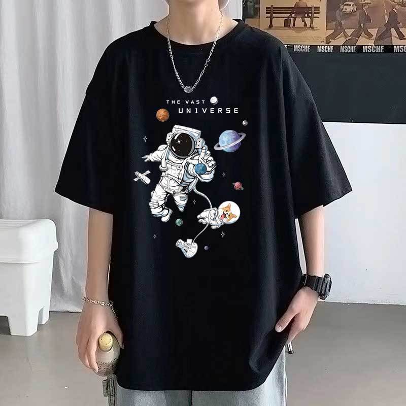 Loose t-shirt new retro men's American top men's 240g heavy summer round neck short-sleeved t-shirt trendy brand t-shirt 