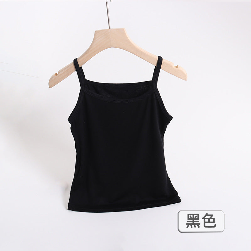 မိန်းကလေးများအတွက် camisole အစိုင်အခဲအရောင် နွေရာသီ ကလေးများအတွက် အောက်ခံအလွှာ မော်ဒယ် အတွင်းပိုင်း အပေါ်ပိုင်း ကလေးဝတ် လက်ပြတ် တီရှပ် 