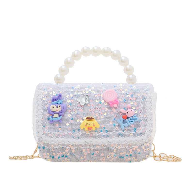 New Pearl Handbag Fashion Chain Crossbody Bag Cute Girly Small Fragrance Style Shoulder Bag Coin Small Square Bag 