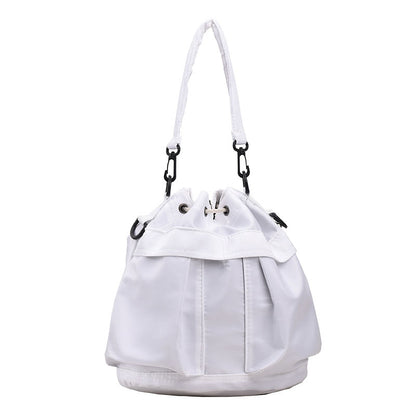 Korean style single shoulder crossbody bag casual drawstring pleated bag large capacity daily versatile portable bucket bag for women 