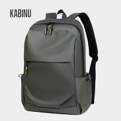 Kabinu casual backpack outdoor travel bag solid color leather film computer bag middle school student school bag business backpack trend 