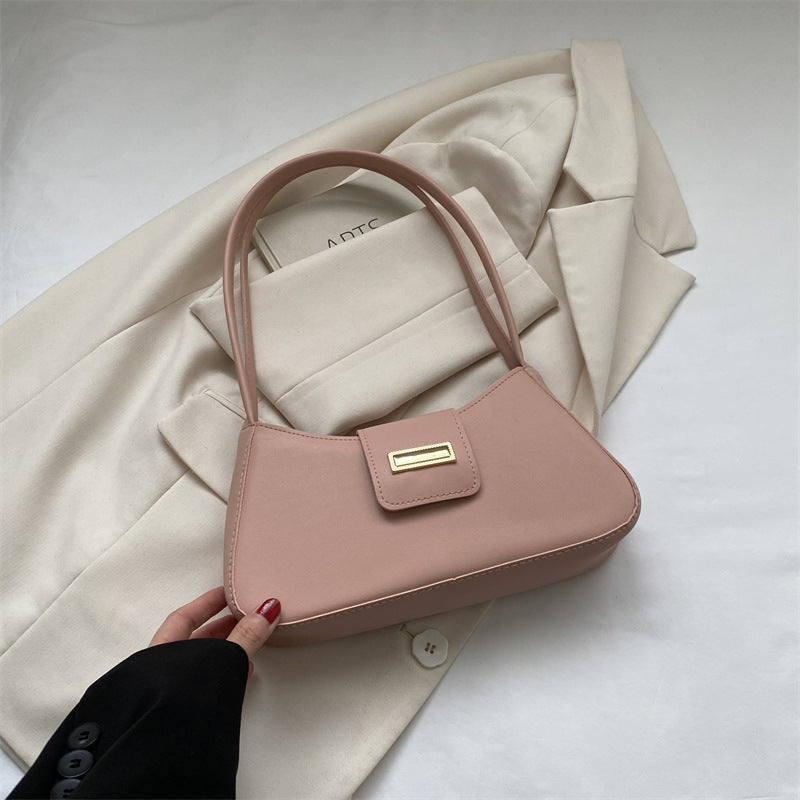 High-quality French-style niche bags 2024 new women's bags solid color popular crossbody shoulder underarm bag baguette bag 