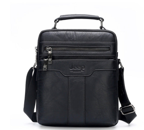 European and American foreign trade business men's bag men's shoulder bag large-capacity handbag vertical briefcase soft leather men's messenger bag 