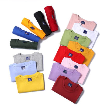 Round neck short sleeve high quality solid color T-shirt wash water cotton blank shirt trend blank t-shirt wholesale advertising shirt for men and women 