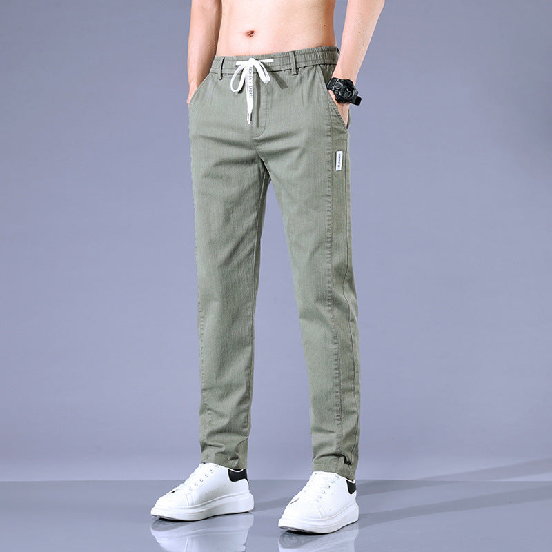 2023 Spring New Casual Pants Men's Straight Slim Elastic Waist Sports Pants Autumn Trend Men's Pants 