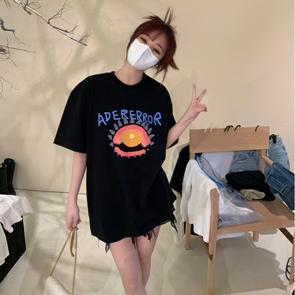 2023ADER summer new phoenix bile eyes totem letters short-sleeved couple tide T-shirt loose men's and women's tops 