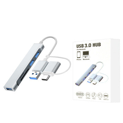 Type-C တစ်ခုမှလေးခု USB3.0 တိုးချဲ့အထိုင် အဒက်တာကြိုး MAC စာအုပ် မိုဘိုင်းလ်ဖုန်း လေးလုံးထိုး ပြောင်းပေးတဲ့ OTG