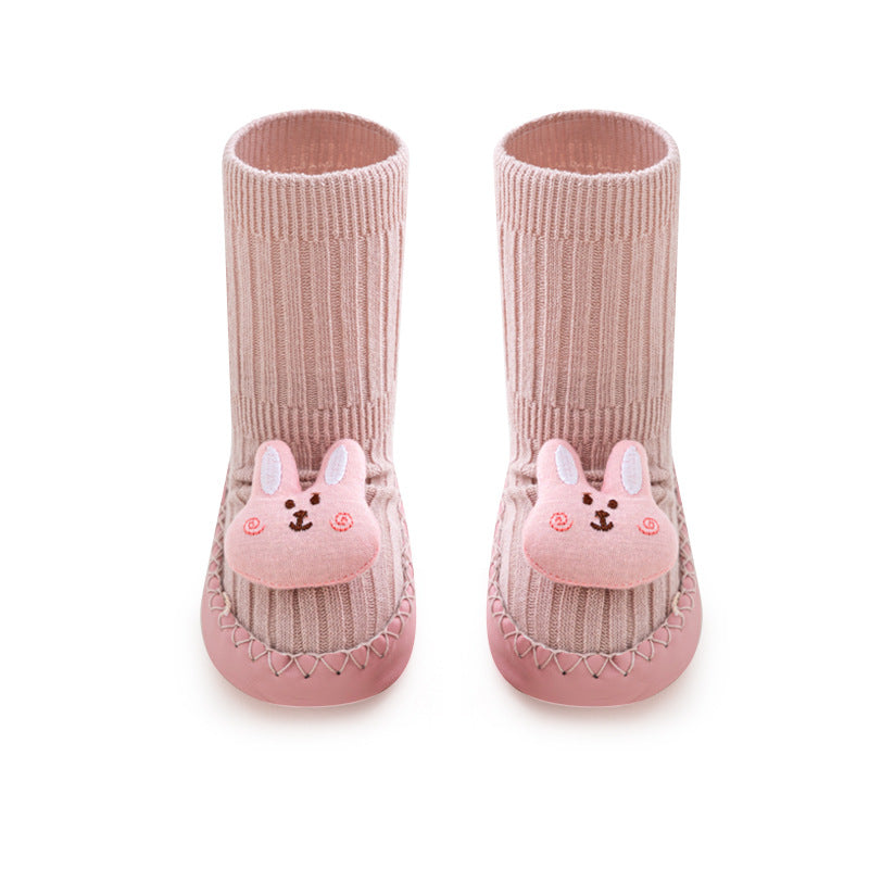 Baby Shoes and Socks Newborn Floor Shoes Pre-Step Shoes Toddler Shoes Baby Cartoon Mid-Tube Soft-Sole Non-Slip Shoes 