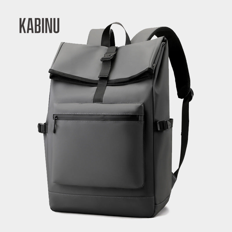 Kabinu casual backpack new business computer backpack simple middle school student school bag leather film waterproof 