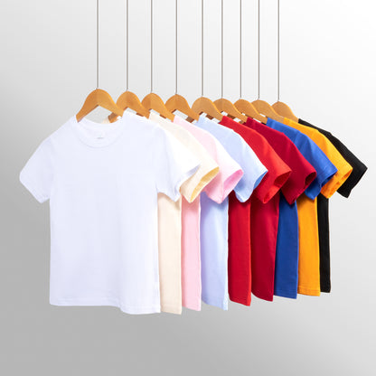 Pure cotton short-sleeved T-shirt boys and girls spring and autumn children's clothing solid color top bottoming shirt loose spring and summer 