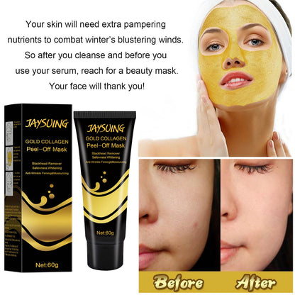 Jaysuing Gold Peel Off Mask Cream သည် အမည်းစက်များကို ဖယ်ရှားပေးခြင်း၊ ရေဓာတ်ဖြည့်တင်းခြင်း၊ အဆီပြန်ခြင်းကို ထိန်းချုပ်ပေးခြင်း၊ ချွေးပေါက်များကို ကျုံ့စေခြင်း၊ Mask လိမ်းပေးခြင်း 