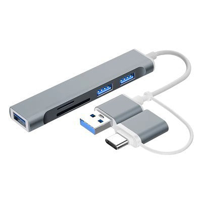 Type-C တစ်ခုမှလေးခု USB3.0 တိုးချဲ့အထိုင် အဒက်တာကြိုး MAC စာအုပ် မိုဘိုင်းလ်ဖုန်း လေးလုံးထိုး ပြောင်းပေးတဲ့ OTG