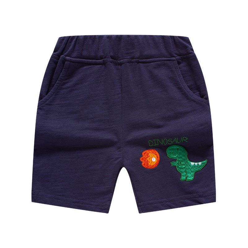 New Korean Style Summer Children's Shorts Cartoon Dinosaur Rusty Pants Boys' Fifth Fifth Pants One Piece ကလေးအဝတ်အထည် လက်ကား 