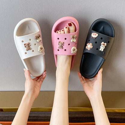 2023 Cute Hole Slippers Women Summer Fashion Outerwear Non-slip Thick-soled Indoor Home Bathroom Soft-soled Sandals and Slippers