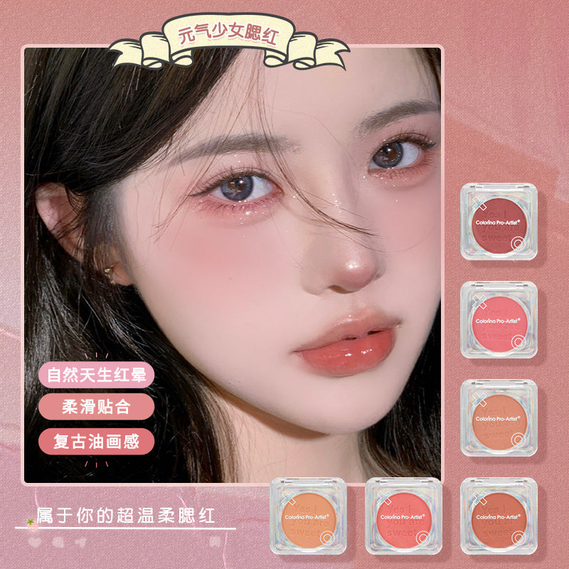 Ruili Makeup Vitality Girl Monochrome Blush Orange Peach Milk Tea Fine Flash Matte Natural Nude Makeup Factory Direct Sales