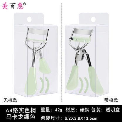 A4 comb integrated carbon steel eyelash curler boxed color clip auxiliary beauty tool Yangjiang manufacturer 