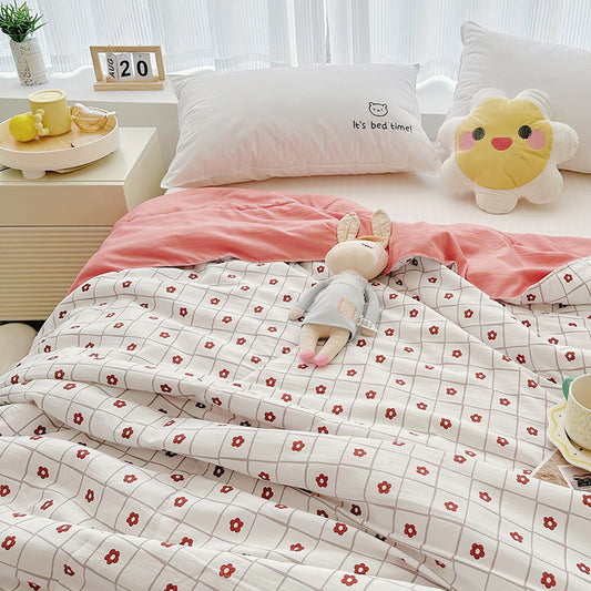 Washed cotton and linen summer quilt air-conditioned quilt dormitory single student summer children's thin quilt summer double summer cool quilt 