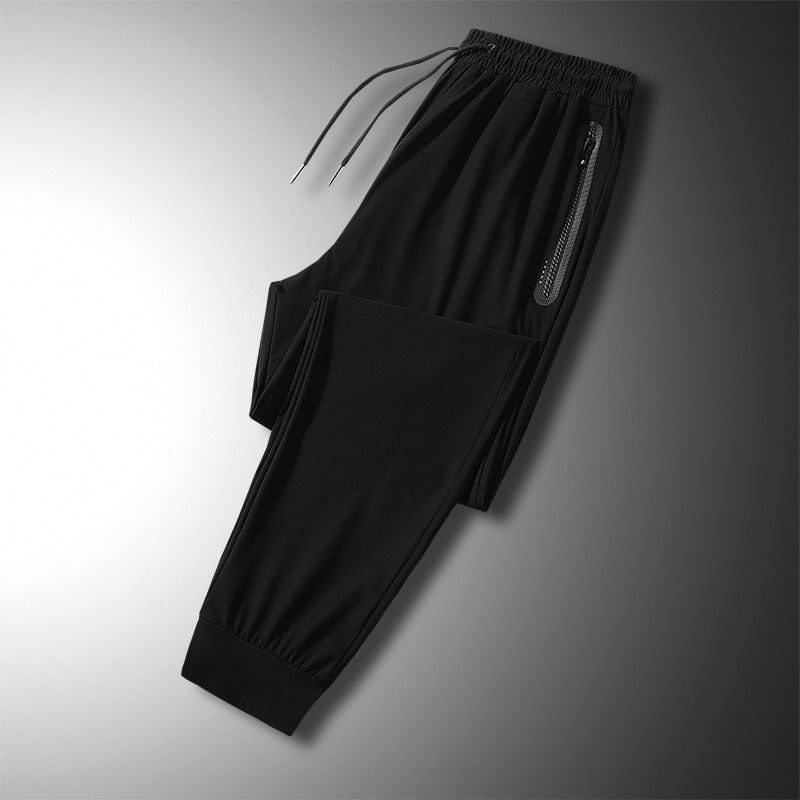 High-end quality business men's pants men's sports pants casual pants slim ice silk pants breathable elastic comfortable trousers 